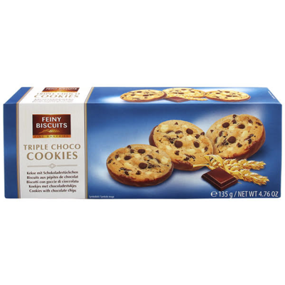 Triple Choco Cookies sušenky s čokoládou 135g