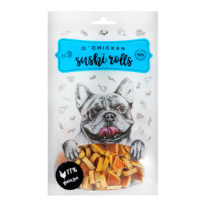 OCHICKEN SUSHI ROLLS 80g / Kuřecí maso 77% a rybí treska