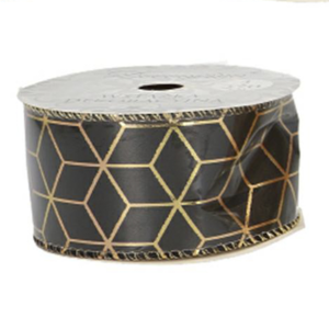 Ozdobná dekorativní stuha černá se zlatou pavučinou 4x270cm