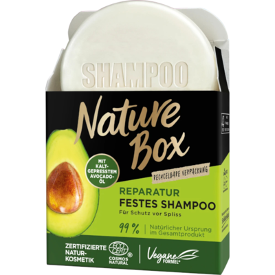 Nature Box tuhý šampon na vlasy s avokádovým olejem 85g