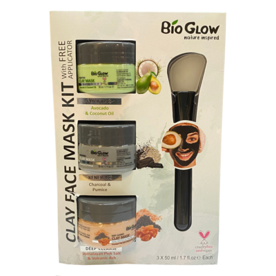 Bio Glow sada jílových masek na obličej s aplikátorem 3x50ml