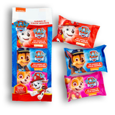 PAW Patrol sada dětských univerzálních vlhčených ubrousků 3x10ks