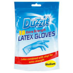 Duzzit latexové rukavice na úklid, velikost M 18ks