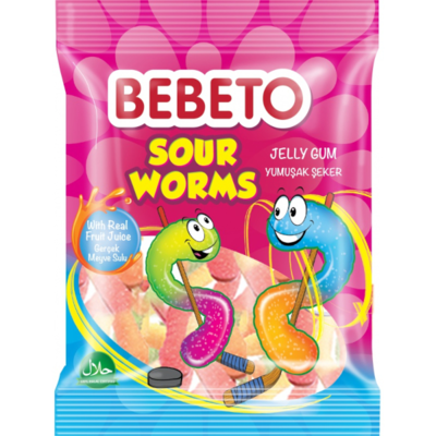 Bebeto želé bonbony Worms 80g