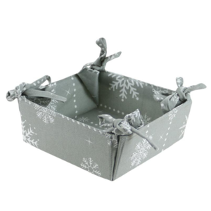 Dekorativní vánoční látkový košík, světle šedý 34x34cm