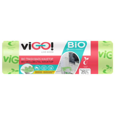 viGO! Bio pytle na odpad s uchy 100% kompostovatelné 35l 10 ks