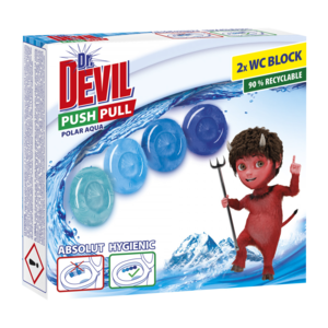 Dr. DEVIL PUSH PULL bezkošíkové hygienické wc bloky Polar Aqua 2x20g