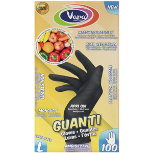 Vapa Premium gumové rukavice TPE, černé velikost L, 100ks