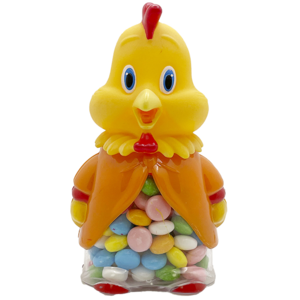 Velikonoční slepička - pokladnička s barevným dražé 110g 