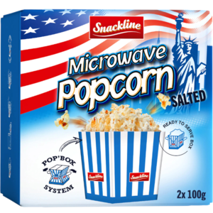 Snackline popcorn do mikrovlnky, slaný 2x100g