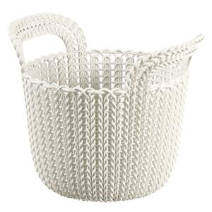 Curver Knit pletený plastový košík, kulatý, krémová barva