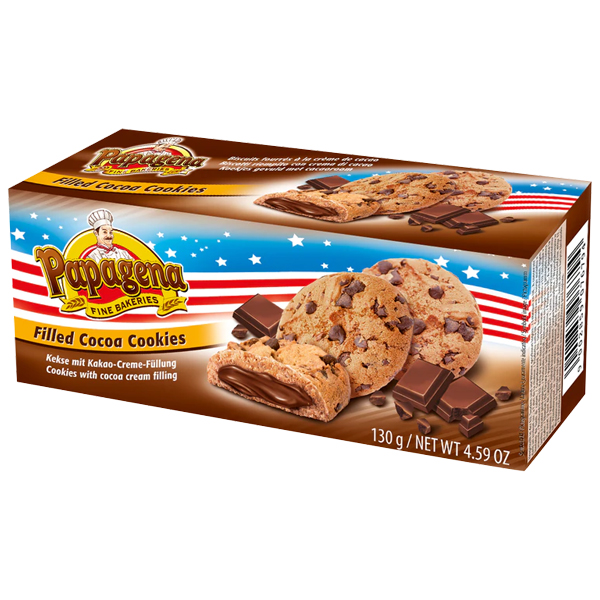 Papagena Premium Cookies s čokoládovou náplní 130 g Papagena Premium Cookies s čokoládovou náplní 130 g