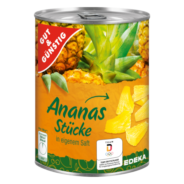 GG Ananasové kousky ve vlastní šťávě 565g GG Ananasové kousky ve vlastní šťávě 565g