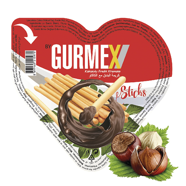 Gurmex Srdce, křupané tyčinky s lískooříškovým krémem, 40g Gurmex Srdce, křupané tyčinky s lískooříškovým krémem, 40g