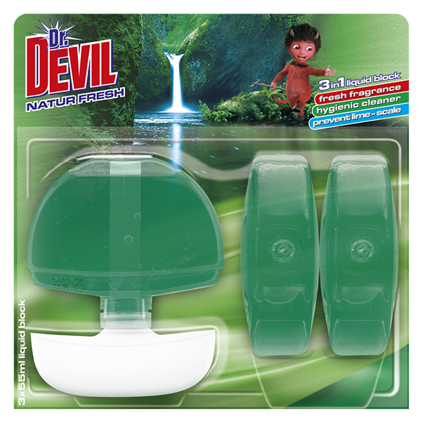 Dr. DEVIL tekutý WC blok 3in1 Natur Fresh 3x55ml