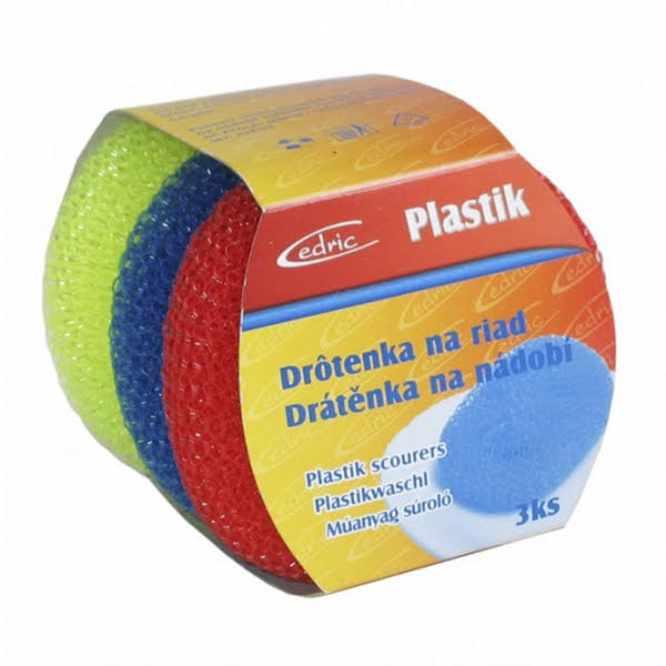 Plastová drátěnka na nádobí HOME POINT 8g - Set 3ks mix barev (8cm)