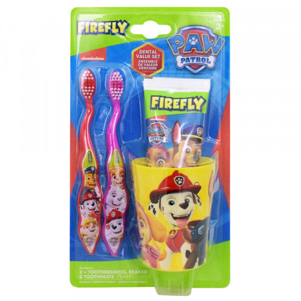 Paw Patrol Tlapková patrola zubní kartáček 2 kusy + zubní pasta 75 ml + kelímek dárková sada