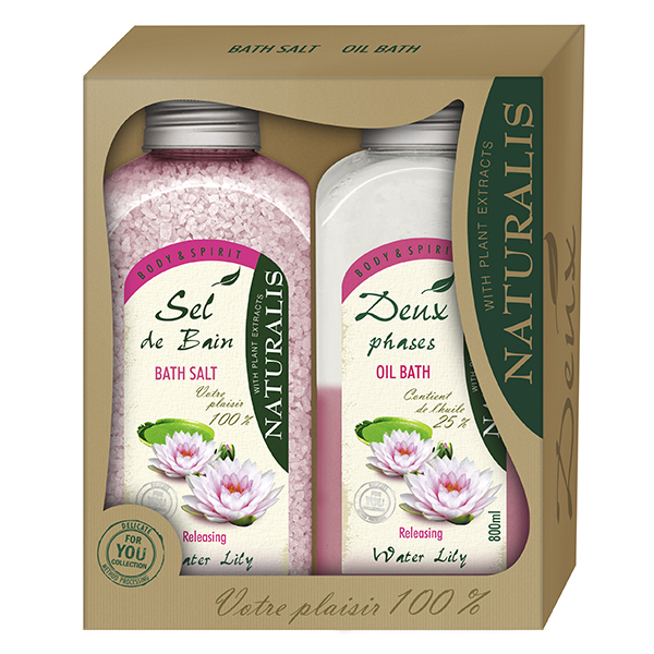 Naturalis Water Lily koupelová sůl 1 kg + dvousložková pěna do koupele 800 ml dárková sada