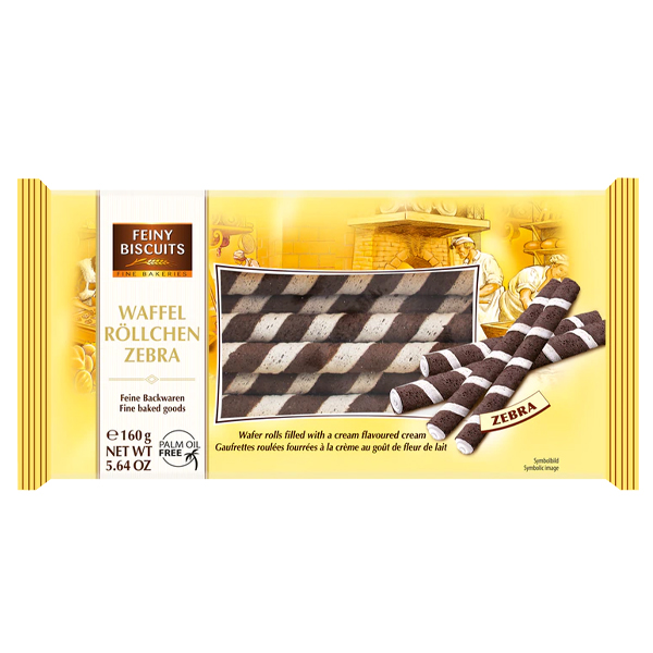Pâttisserie Mathéo Biscuit Kakaové trubičky plněné smetanovým krémem - zebra 160 g