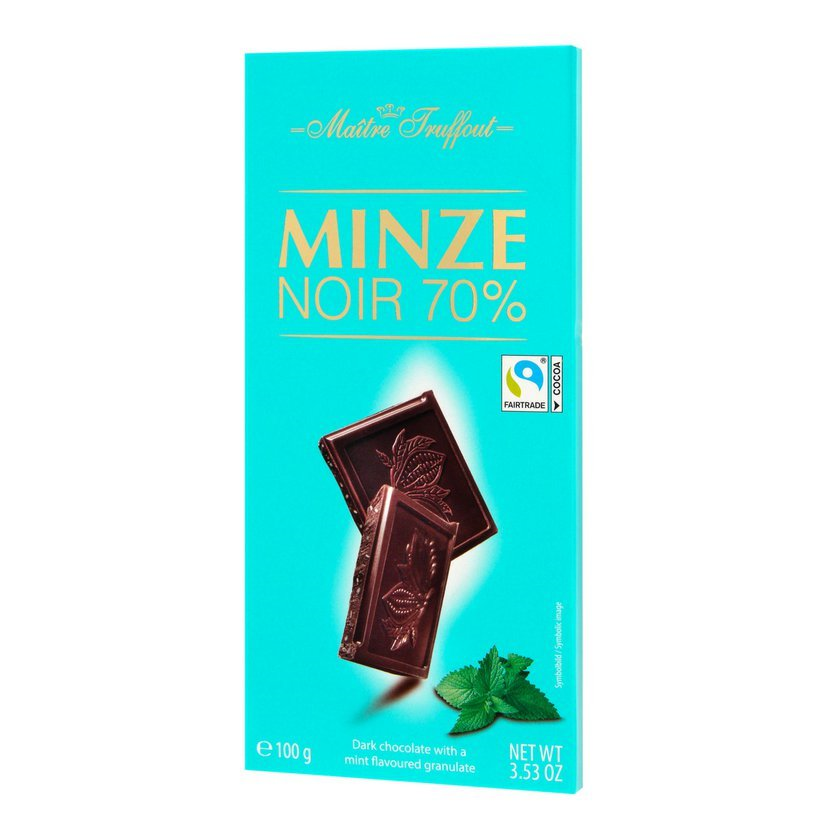 Maitre Truffout Hořká čokoláda 70% s příchutí máty 100g Maitre Truffout Hořká čokoláda 70% s příchutí máty 100g