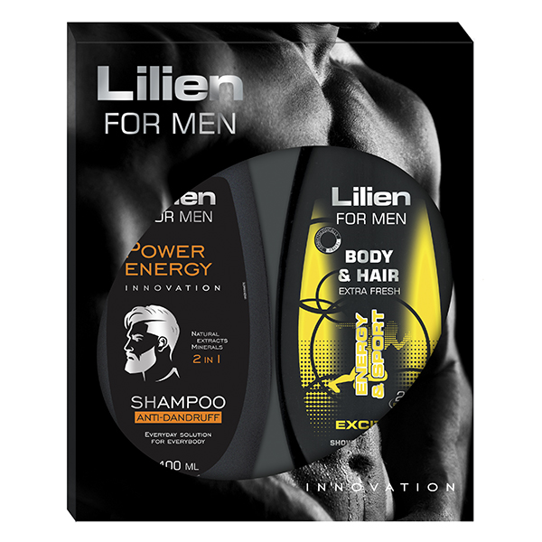 Lilien Man Exciter vlasový šampon 400 ml + sprchový šampon 400 ml dárková sada