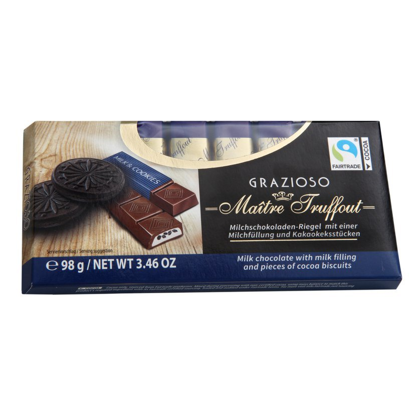 Maitre Truffout Grazioso Mléčná čokoláda s kousky sušenek 100 g