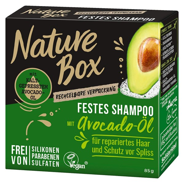 Nature Box tuhý šampon na vlasy s avokádovým olejem 85g