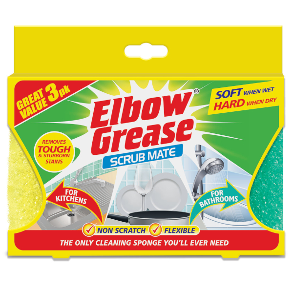 Elbow Grease Scrub Mate univerzální tuhnoucí houbičky 3ks