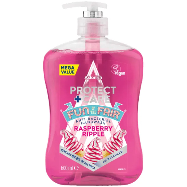 Astonish Care+ Protect mýdlo na ruce s vůní Malinové zmrzliny 600ml