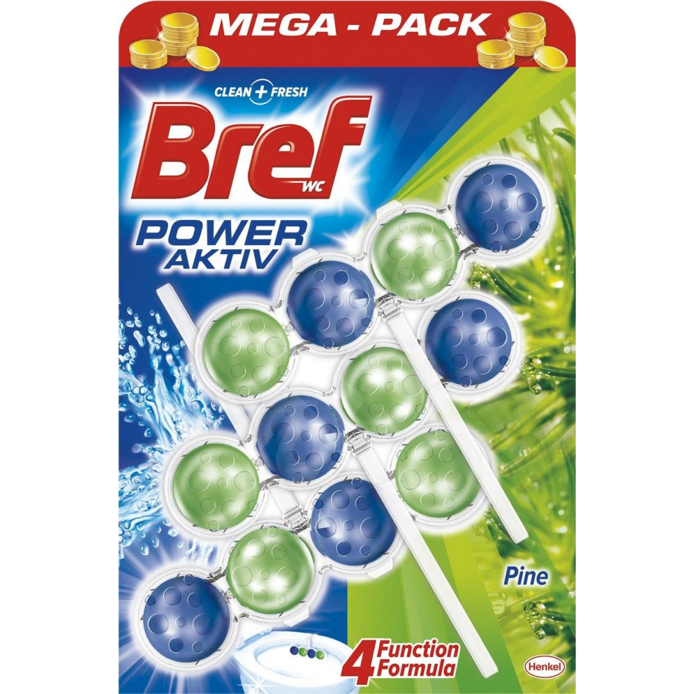 Bref power aktiv Pine kuličky do WC 3x50g